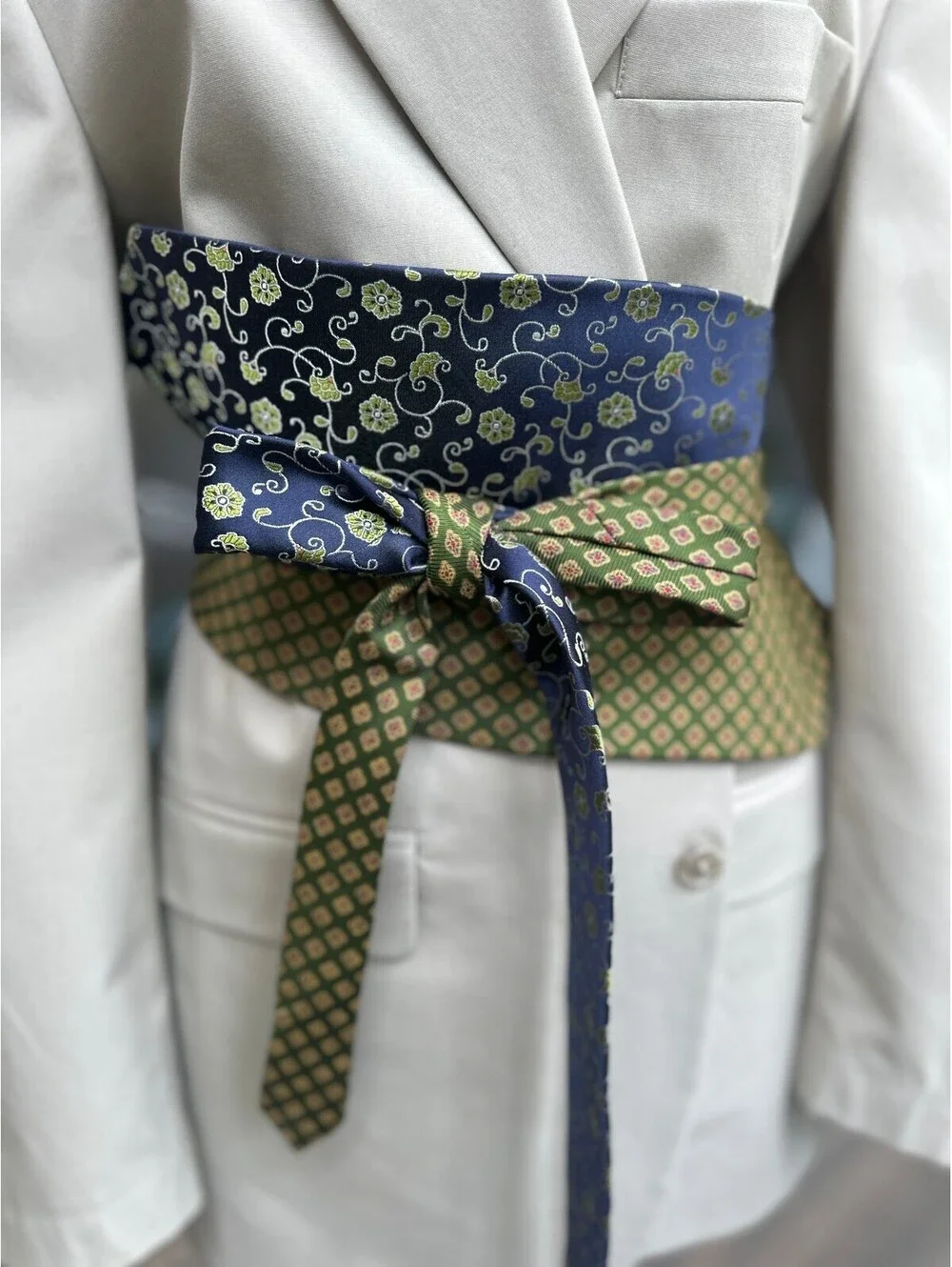 Upcycled Silk Necktie Obi Belt | Handmade Corset Style Belt | One-of-a-Kind | OS
